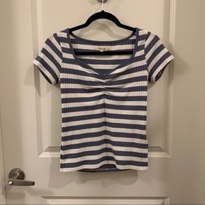 Madewell Ribbed Sweetheart Tee in Stripe Size XS
